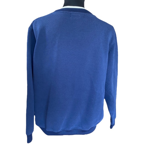 Vintage 90s Embroidered Crewneck Sweater Navy Blue Yellow Flowers Women’s Large - Picture 3 of 5